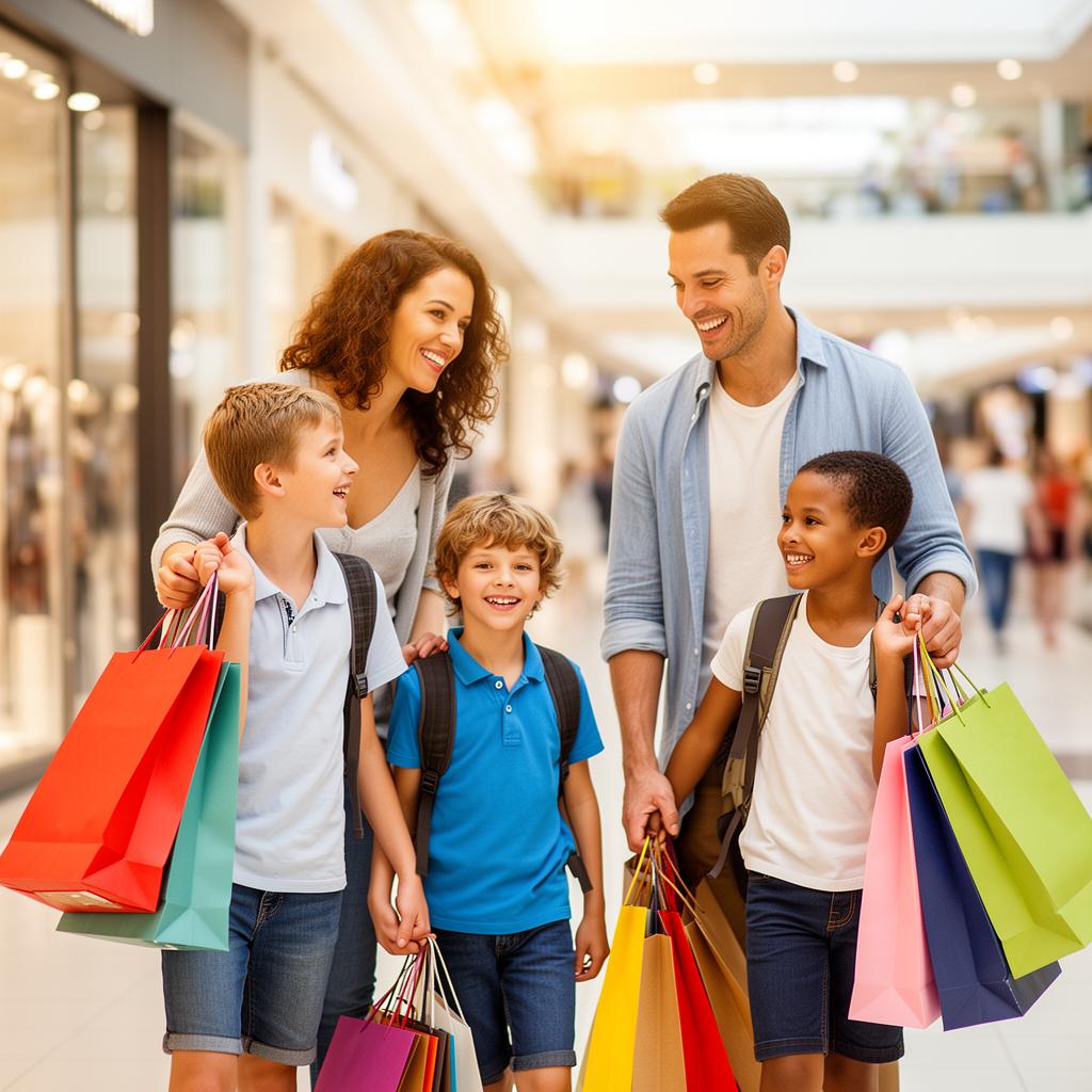 Familia disfrutando de un convenio comercial